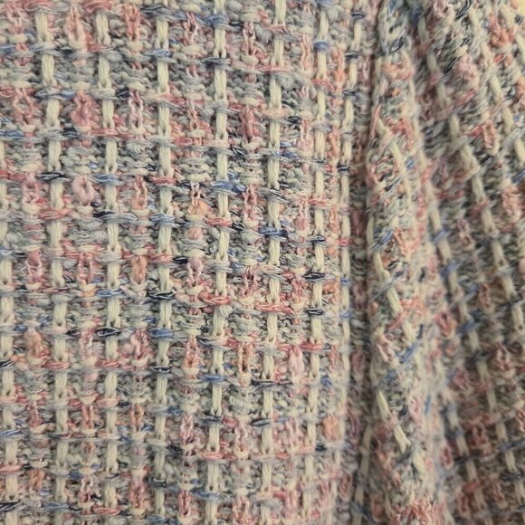 J. Jill Tweed Pink Gray Cotton Blend V Neck Cardigan Sweater Size S - Picture 3 of 7